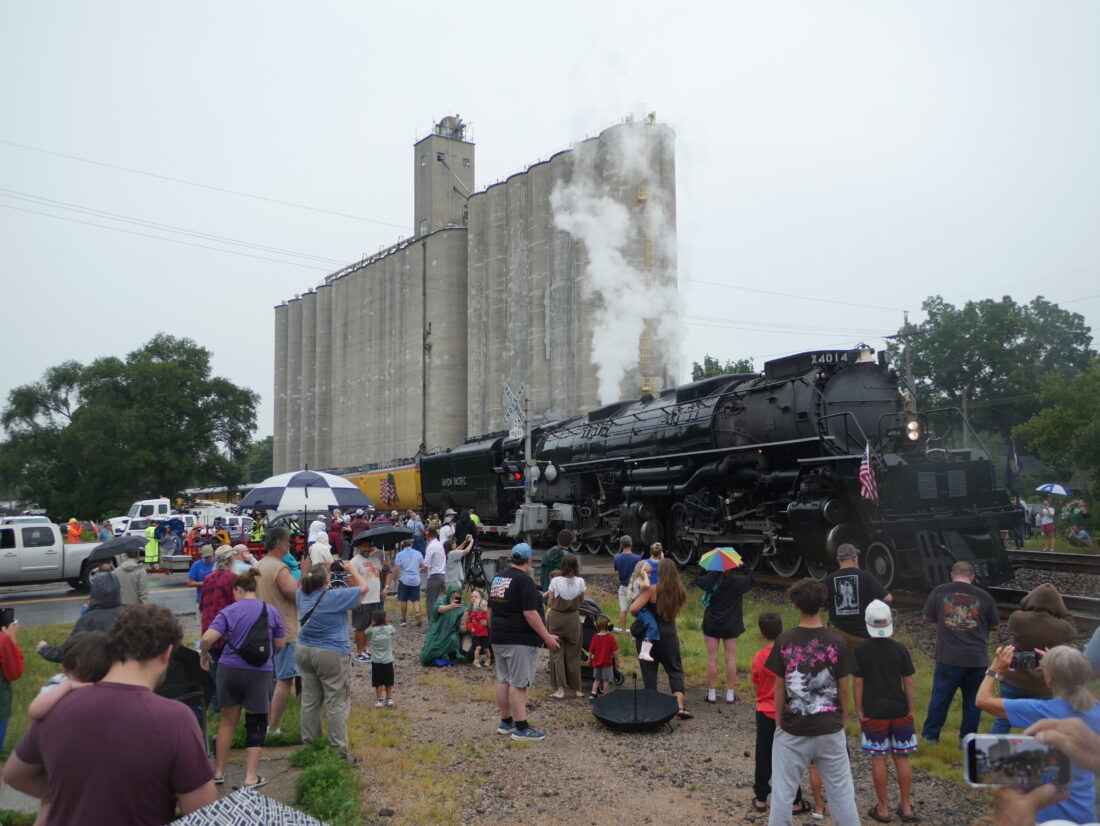 Lawrence’s train enthusiasts turn out in the rain to greet beloved ‘Big Boy’ locomotive